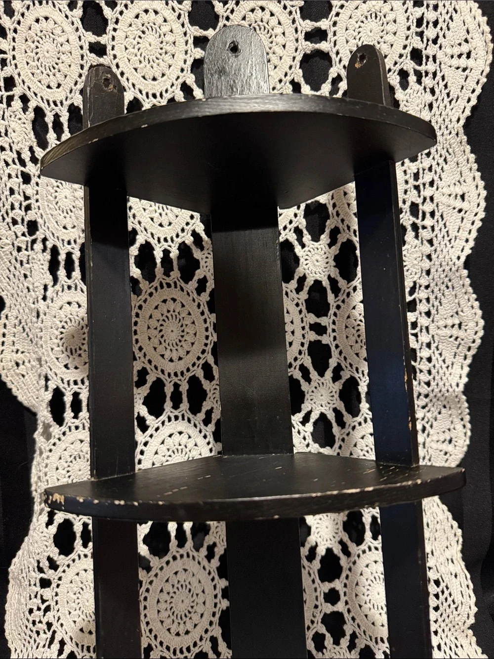 Black Homemade Wooden Corner Shelf - 3-Tier